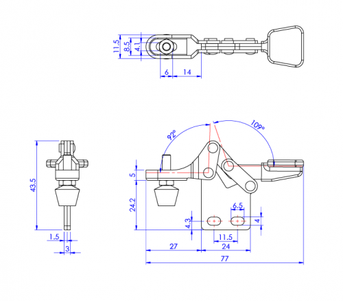 Horizontal Toggle Clamp Straight Base All Arm Types