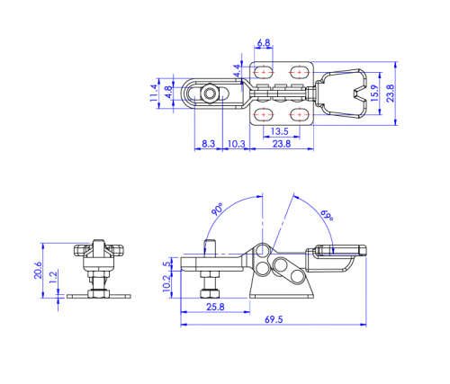 GH-22025 Model of Horizontal Hold Down Clamps