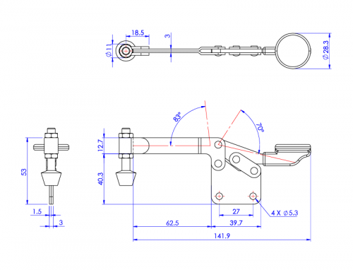 Horizontal Toggle Clamp Straight Base All Arm Types