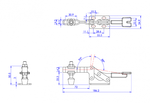 Horizontal Toggle Clamp Flat Base All Arm Types