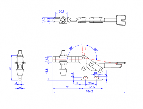 Horizontal Toggle Clamp Straight Base All Arm Types