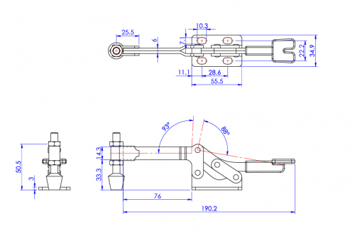 Horizontal Toggle Clamp Flat Base All Arm Types