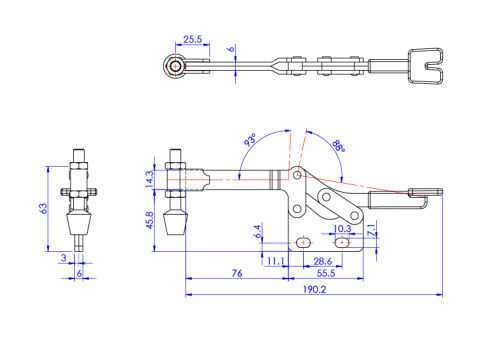 Horizontal Toggle Clamp Straight Base All Arm Types