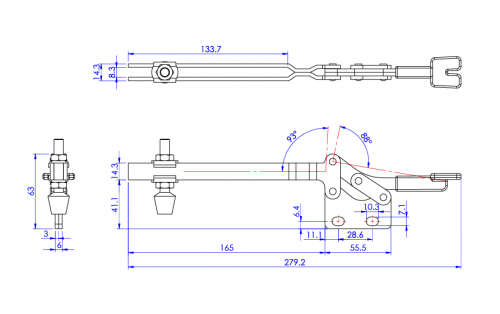 Horizontal Toggle Clamp Straight Base All Arm Types