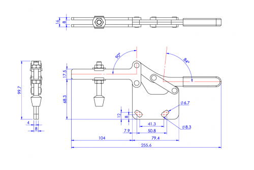 Horizontal Toggle Clamp Straight Base All Arm Types