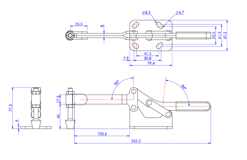 Horizontal Toggle Clamp Flat Base All Arm Types