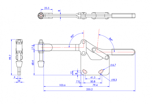 Horizontal Toggle Clamp Straight Base All Arm Types