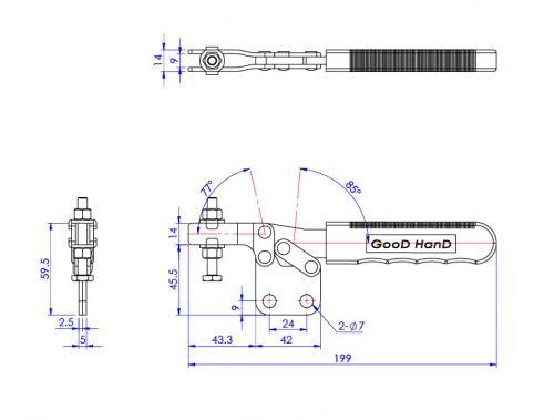 Horizontal Toggle Clamp Straight Base All Arm Types