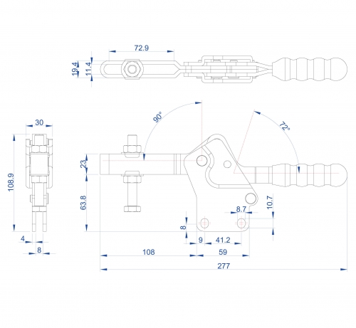 Horizontal Toggle Clamp Straight Base All Arm Types