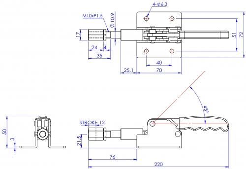 Push Pull Toggle Clamp Flat Base