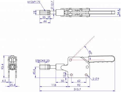 Push Pull Toggle Clamp Low Profile