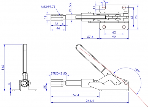 Push Pull Toggle Clamp Flat Base