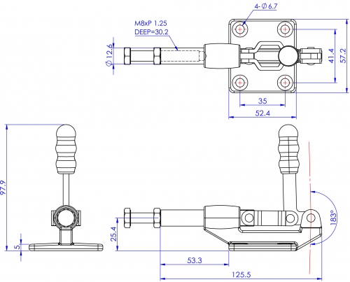 Push Pull Toggle Clamp Flat Base