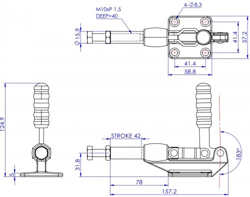 Push Pull Toggle Clamp Flat Base