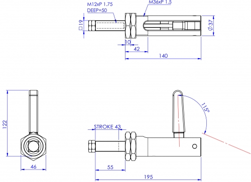 Push Pull Toggle Clamp Nose Mounted