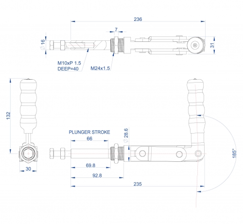 Push Pull Toggle Clamp Nose Mounted