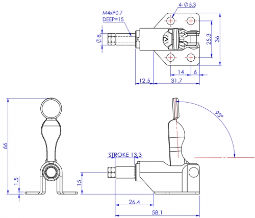 Push Pull Toggle Clamp Flat Base