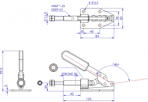 Push Pull Toggle Clamp Flat Base