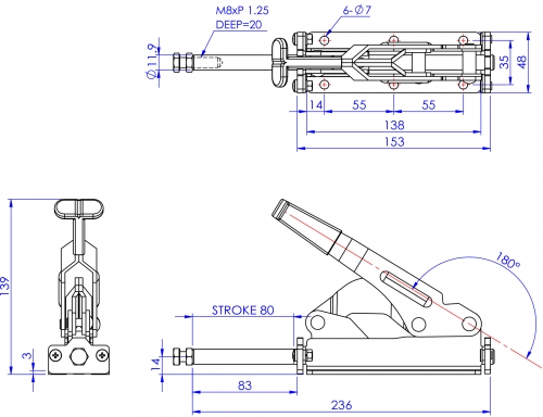 Push Pull Toggle Clamp Flat Base