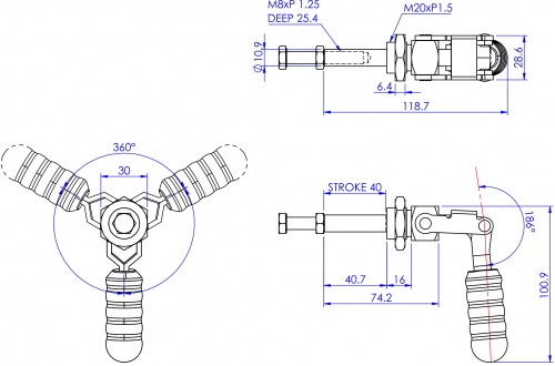 Push Pull Toggle Clamp Nose Mounted