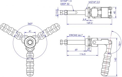 Stainless Steel Push Pull Toggle Clamp Nose Mounted