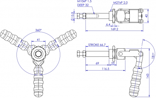 Push Pull Toggle Clamp Nose Mounted