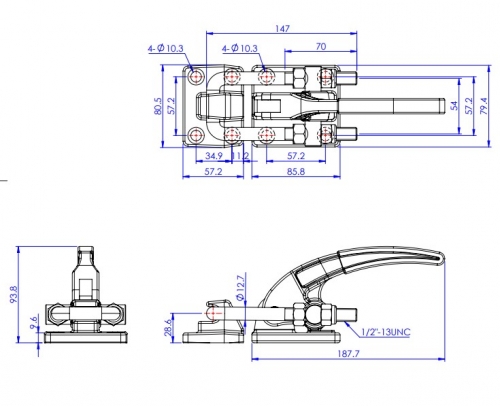 Latch Toggle Clamps Horizontal Versions (Stainless Steel)