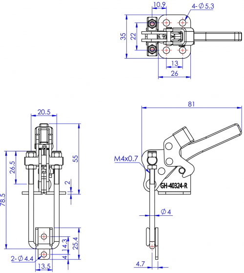 GH-40324-R Model of Pull Action Latch Clamps