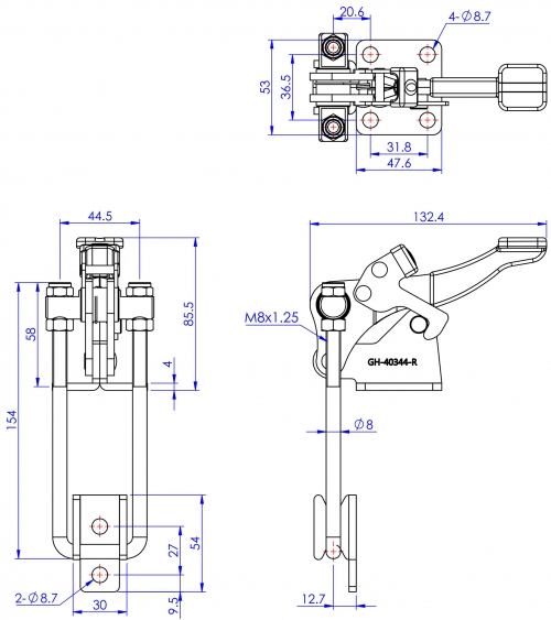 GH-40344-R Model of Pull Action Latch Clamps