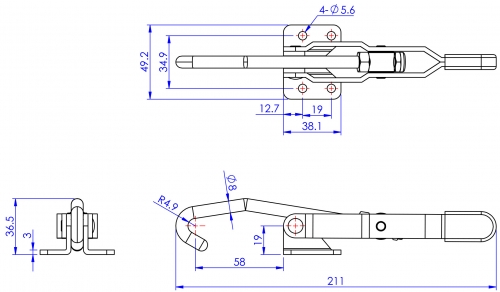 Hook Toggle Clamps (Stainless Steel)