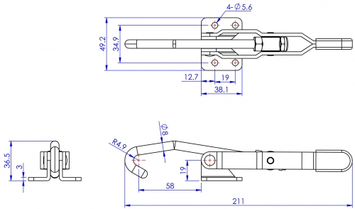 GH-451 Model of Hook Toggle Clamps