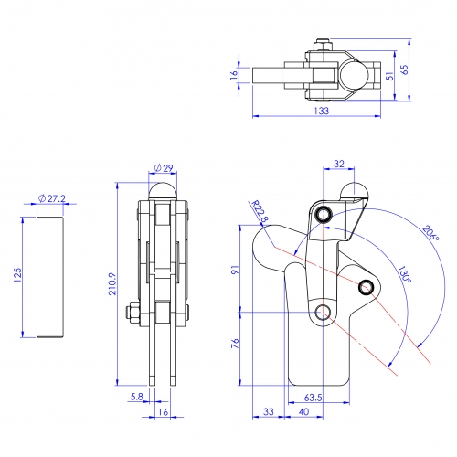 Heavy Duty  Toggle Clamps  Flat Base All Arm Types