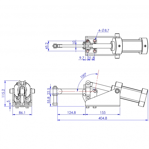 Pneumatic Vertical Toggle Clamps