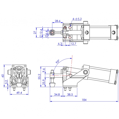 Pneumatic Vertical Toggle Clamps