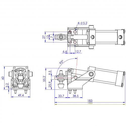 Pneumatic Vertical Toggle Clamps