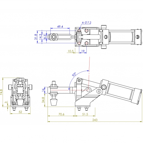 Pneumatic Vertical Toggle Clamps